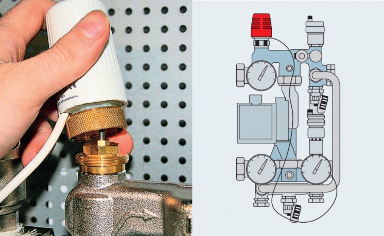 Регулировка тепла теплого пола. Регулировка байпаса в смесительном узле теплого пола tim. Термодатчик привода клапана пружинный. Привод от терморегулятора. Регулировка насоса теплого пола.
